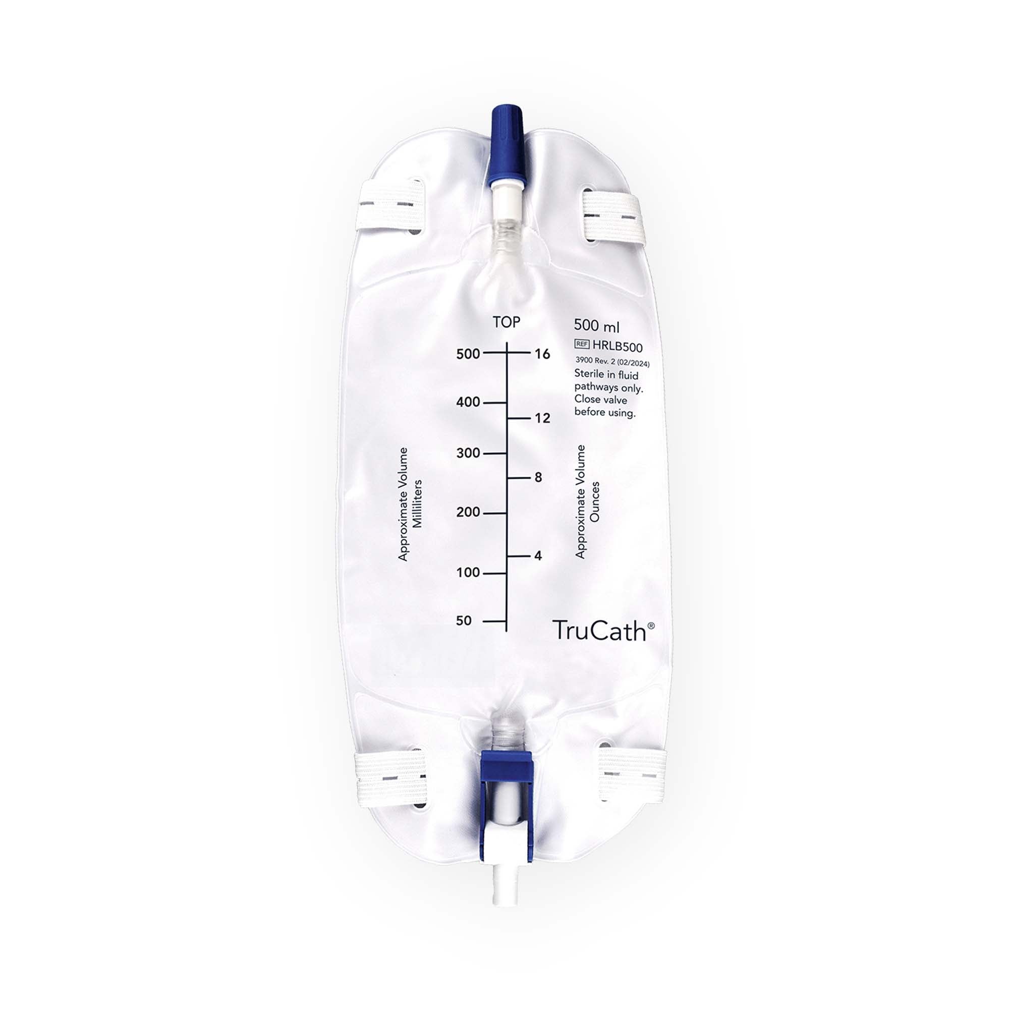 TruCath Leg Drainage Bag with Flip Valve, Flocked Back, 500 mL