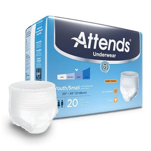 Attends Unisex Youth & Adult Super Absorbent Underwear