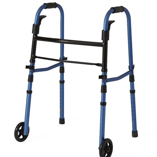 Medline Folding Paddle Walkers with 5" Wheels, Blue (MDS86410KDBW)