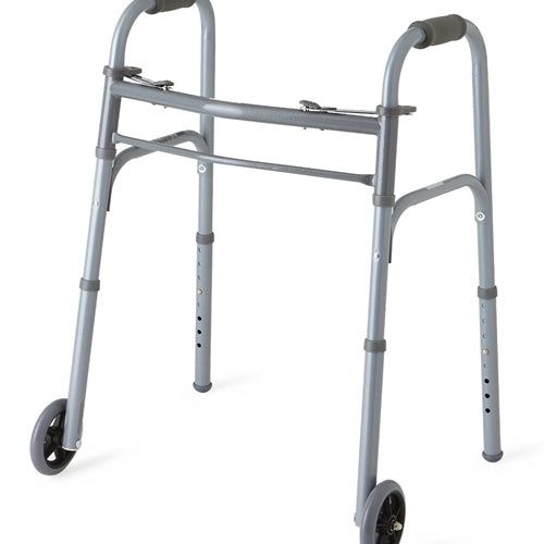 Medline Youth Two-Button Folding Walkers with 5" Wheels