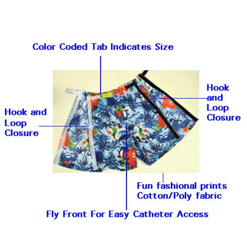 Flexible Open-Side Shorts for Easy Access for Catheter Users and Caregivers