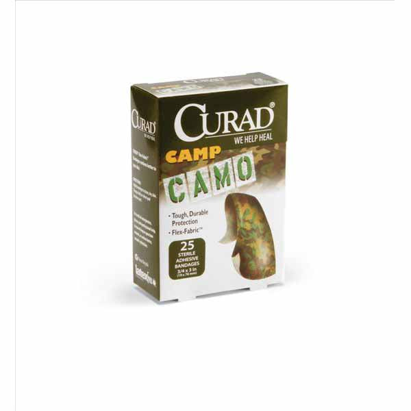 Camo Green Camoflauge Fabric Adhesive Bandages, (CUR45701)