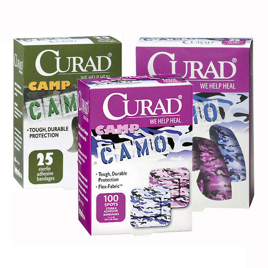 Pink & Blue Camoflauge Fabric Adhesive Bandages, (CUR45702)