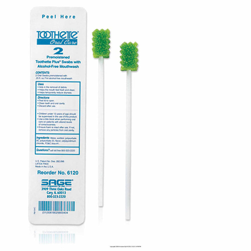 Toothette Plus® Oral Swabs Premoisten with Mouth Refresh Solution 2pk
