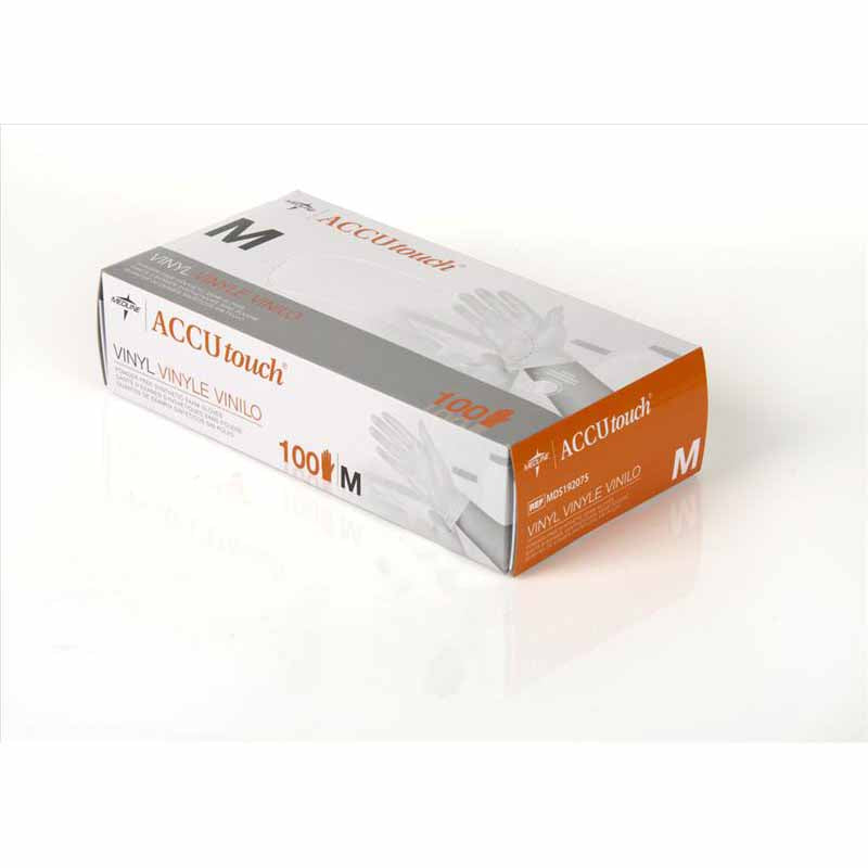 Medline Accutouch Powder-Free, Latex-Free Synthetic Exam Gloves, Clear, Large (MDS192076)