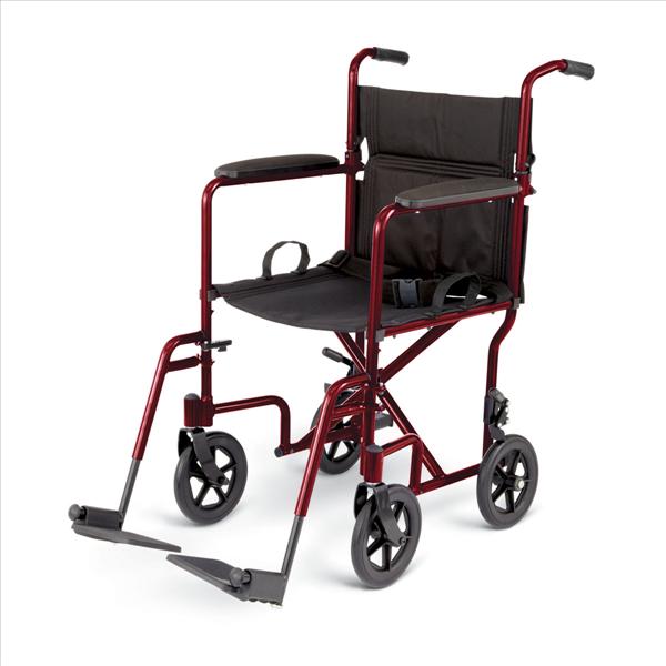Medline Deluxe Aluminum Transport Chairs, Red (MDS808200ARE)