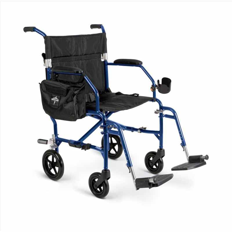 Medline Ultralight Transport Chairs, Blue (MDS808200F2B)