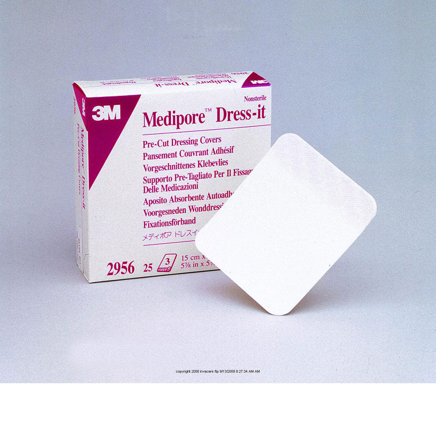 3M Medipore Dress-It Wound Dressing Cover, Adhesive Pre-Cut Cloth, 5 7 8 X 5 7 8 In 25 Count 1 Pack