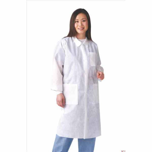 Medline Knit Cuff-Traditional Collar Multi-Layer Lab Coat, White (NONSW100XXL)