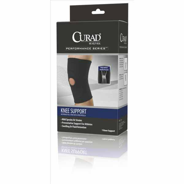 Medline Curad Open-Patella Knee Supports, Black, Large