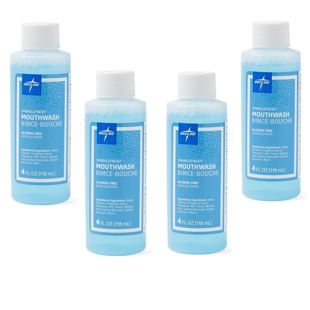 Medline SparkleFresh Alcohol Free Mouthwash 4oz, 4-PK FREE SHIPPING!