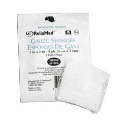 ReliaMed Gauze-Dressing Sponge, Sterile 2's, 8-ply 2" x 2"