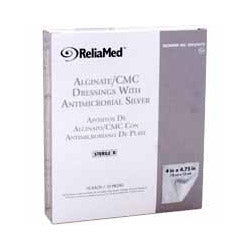 ReliaMed Silver Alginate-CMC Dressings, 4" x 4 3-4" Pads, Sterile