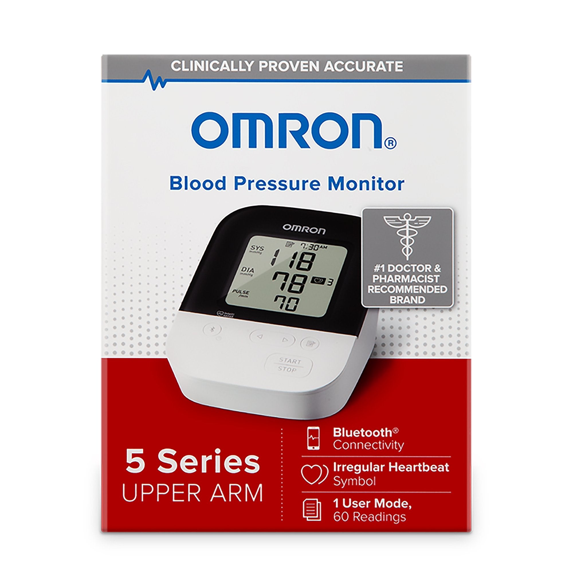 PricePlaza - The OMRON 5 Series Upper Arm home blood pressure monitor is  designed for accuracy and stores 120 blood pressure readings for two users  (60 per user), and includes a wide-range