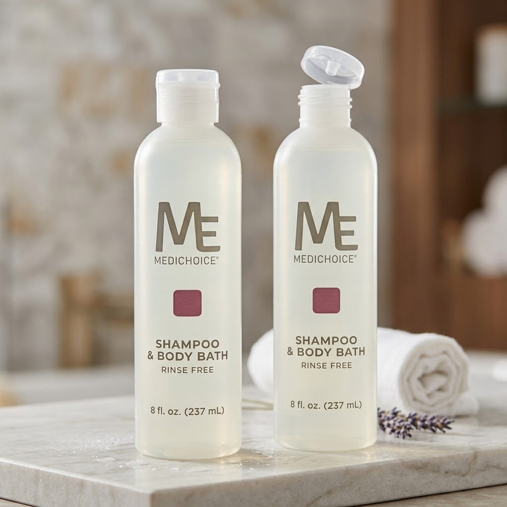 MediChoice No-Rinse Shampoo and Body Bath 8 oz (PC9080)- 2 Pack