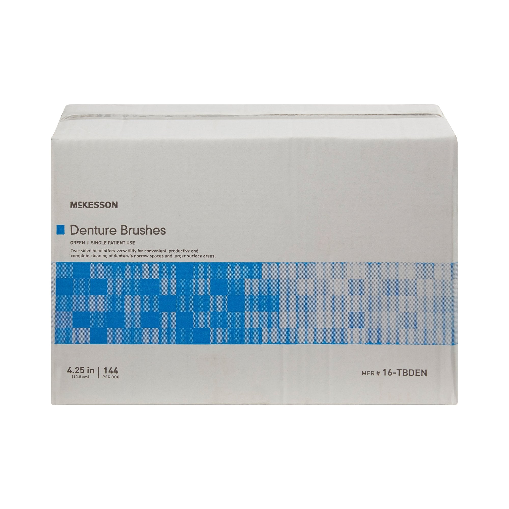 Denture Brush McKesson 2-Sided Bristle Green 12/PK