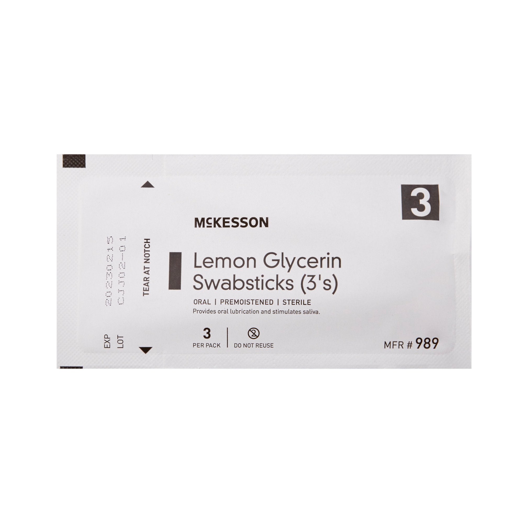 Lemon Glycerin Swabstick McKesson Rayon Tip 3 per Pack