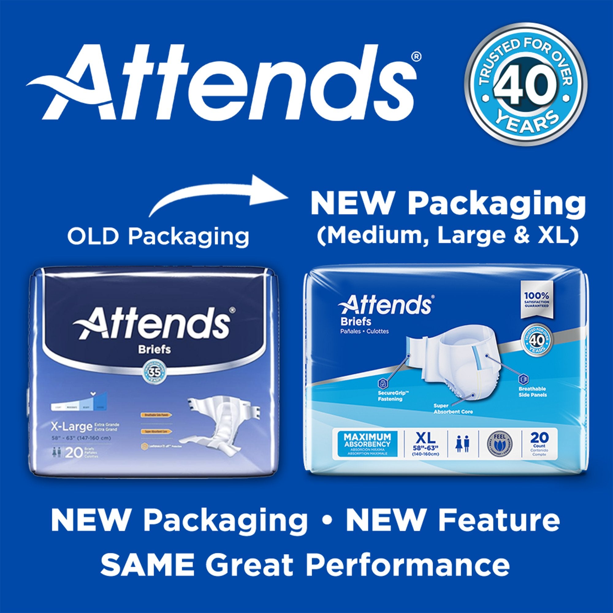 Attends® Extra Absorbent Breathable Briefs