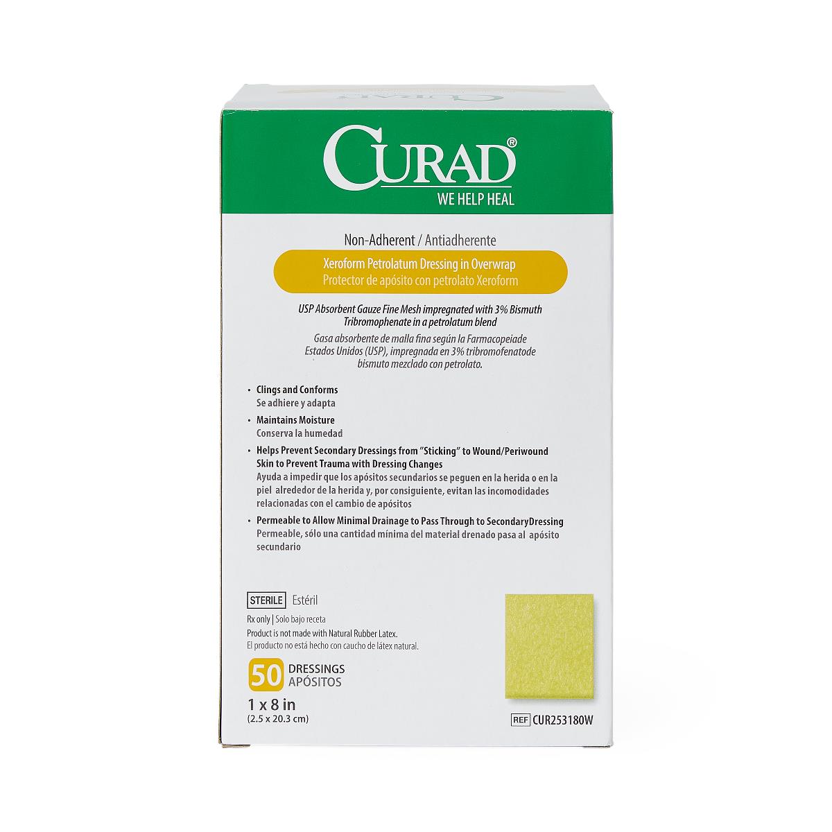 Medline Curad Sterile Xeroform Gauze (CUR253180) Sterile, 1" x 8"