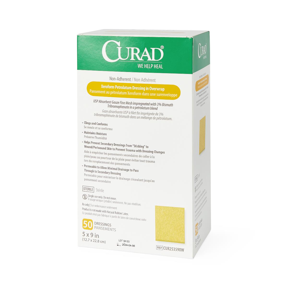 Medline Curad Sterile Xeroform Gauze (CUR253590Z) 5" x 9" 50/BOX