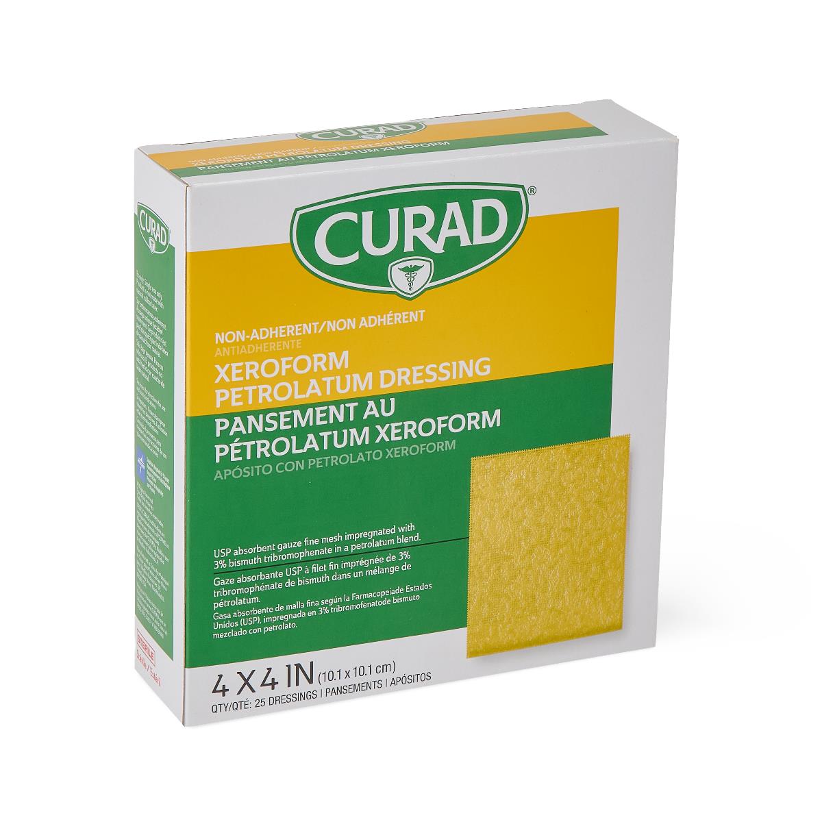 Medline Curad Sterile Xeroform Gauze (CUR253440Z) 4" L x 4" W.