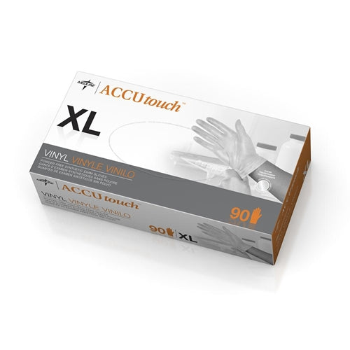 Medline Accutouch Powder-Free, Latex-Free Synthetic Exam Gloves, Clear, Extra Large (MDS192077P)