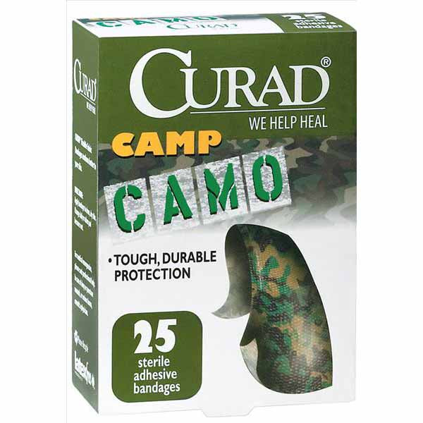 Camo Green Camoflauge Fabric Adhesive Bandages, (CUR45701Z)