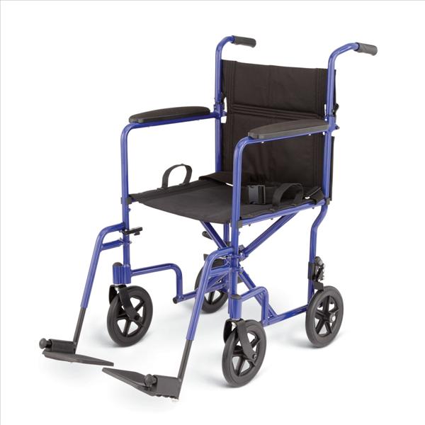 Medline Deluxe Aluminum Transport Chairs, Blue (MDS808200ABE)