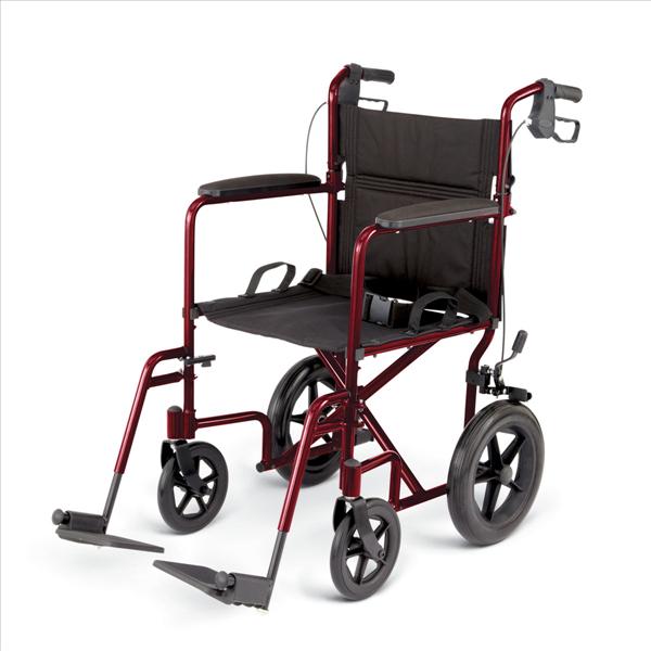 Medline Deluxe Aluminum Transport Chairs, Red (MDS808210ARE)