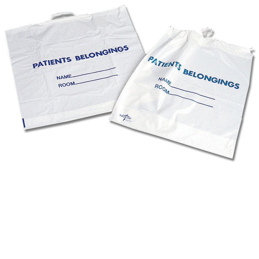 Bag Patient Belonging Rigid Handle White Print