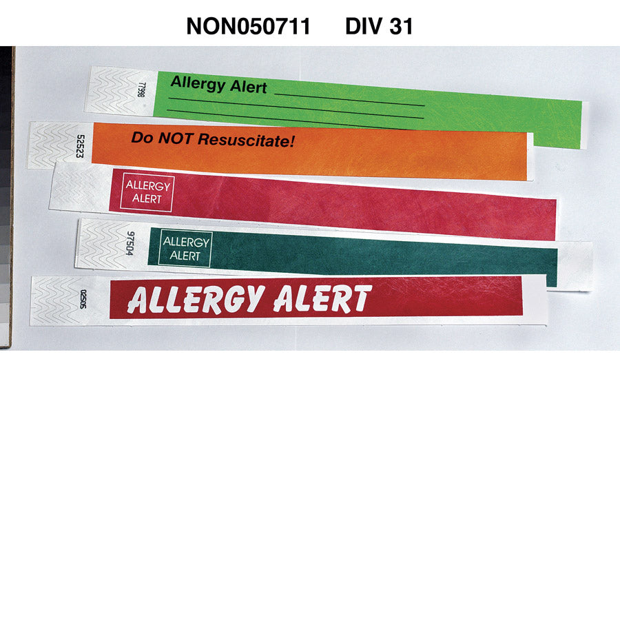 Id Band Tyvek Allergy Alert Red