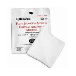 ReliaMed 100% Cotton Fluff Sponges, Sterile 2's, 6" x 6-3-4"
