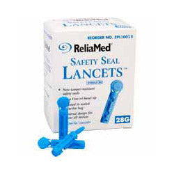 ReliaMed Safety Seal Lancets, 28G, Blue