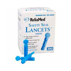 ReliaMed Safety Seal Lancets, 30G, Blue